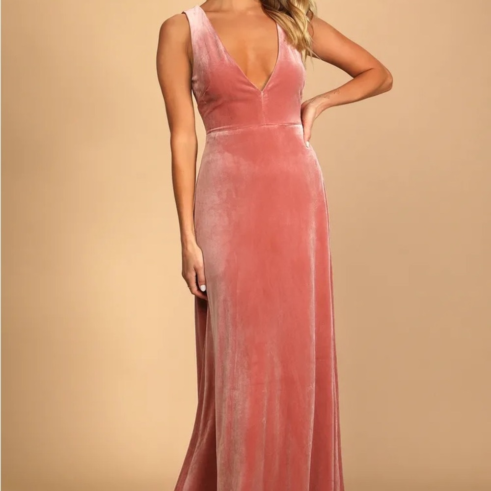 Lulus Stunning Luxury Dusty Rose Velvet Sleeveless Maxi Dress!